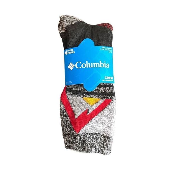 Columbia Men's Black Gray Crew Socks Set of 4 New - Picture 2 of 6